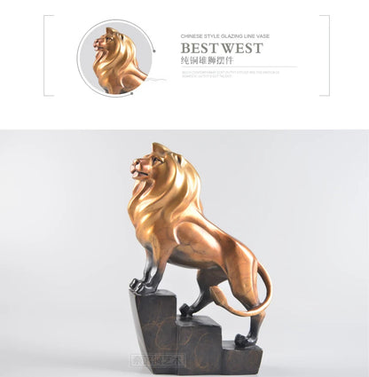 TOP ART good luck Success Money drawing Charging lion Brass statue # home office business auspicious efficacious Talisman
