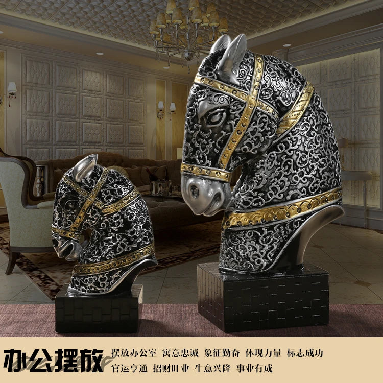 TOP ART-  home office business efficacious FENG SHUI Talisman Protection Auspicious Lucky Success HORSE Sculpture statue