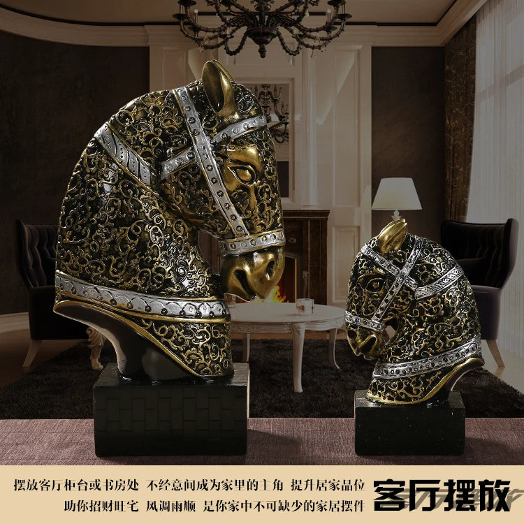 TOP ART-  home office business efficacious FENG SHUI Talisman Protection Auspicious Lucky Success HORSE Sculpture statue