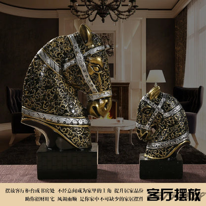 TOP ART-  home office business efficacious FENG SHUI Talisman Protection Auspicious Lucky Success HORSE Sculpture statue