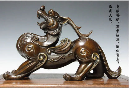 TOP ART # office home store Money drawing divine dragon Mascot # avoiding evils Talisman bronze statue 30CM LARGE