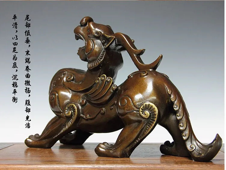 TOP ART # office home store Money drawing divine dragon Mascot # avoiding evils Talisman bronze statue 30CM LARGE