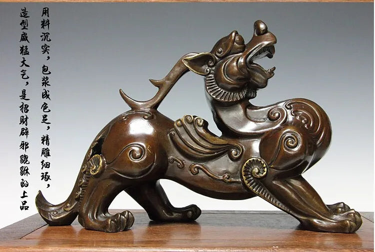 TOP ART # office home store Money drawing divine dragon Mascot # avoiding evils Talisman bronze statue 30CM LARGE