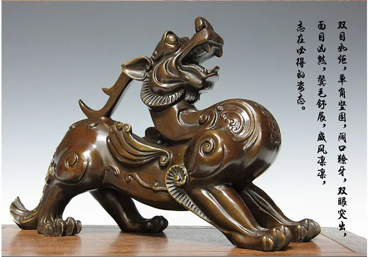 TOP ART # office home store Money drawing divine dragon Mascot # avoiding evils Talisman bronze statue 30CM LARGE