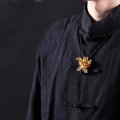 TOP Buddhist supply Greco-Buddhist pocket travel efficacious talisman gilding Suparna Garuda Dhwaja Buddhism Pendant Amulet