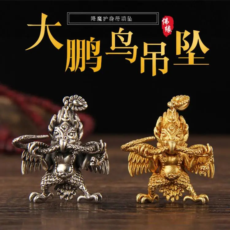 TOP Buddhist supply Greco-Buddhist pocket travel efficacious talisman gilding Suparna Garuda Dhwaja Buddhism Pendant Amulet