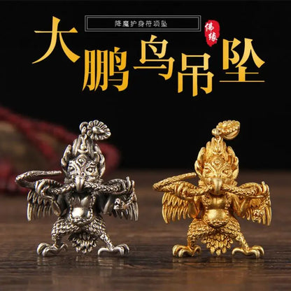 TOP Buddhist supply Greco-Buddhist pocket travel efficacious talisman gilding Suparna Garuda Dhwaja Buddhism Pendant Amulet