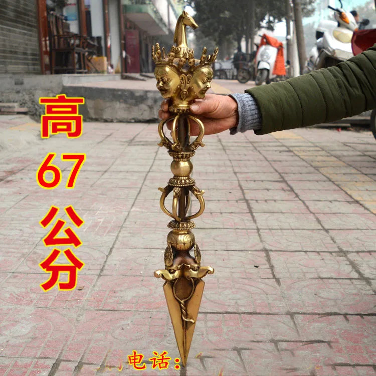 TOP COOL # Buddhism ghostdom FENG SHUI Horse head King Kong drop exorcism God magic pestle Weapon talisman  67CM