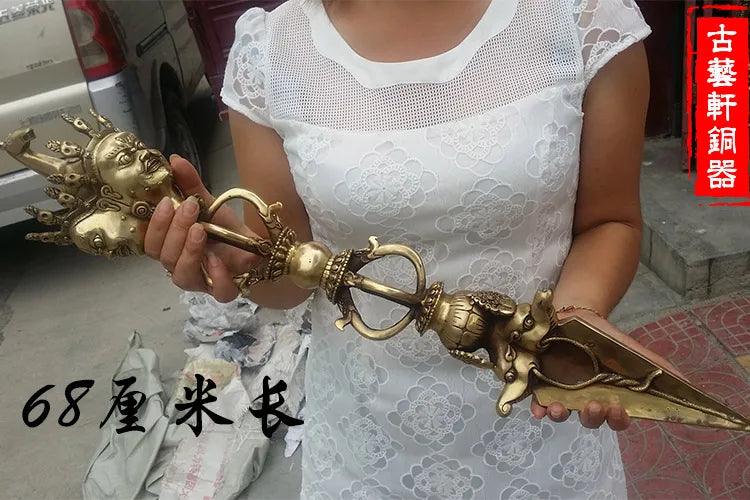 TOP COOL # Buddhism ghostdom FENG SHUI Horse head King Kong drop exorcism God magic pestle Weapon talisman  67CM