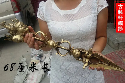 TOP COOL # Buddhism ghostdom FENG SHUI Horse head King Kong drop exorcism God magic pestle Weapon talisman  67CM