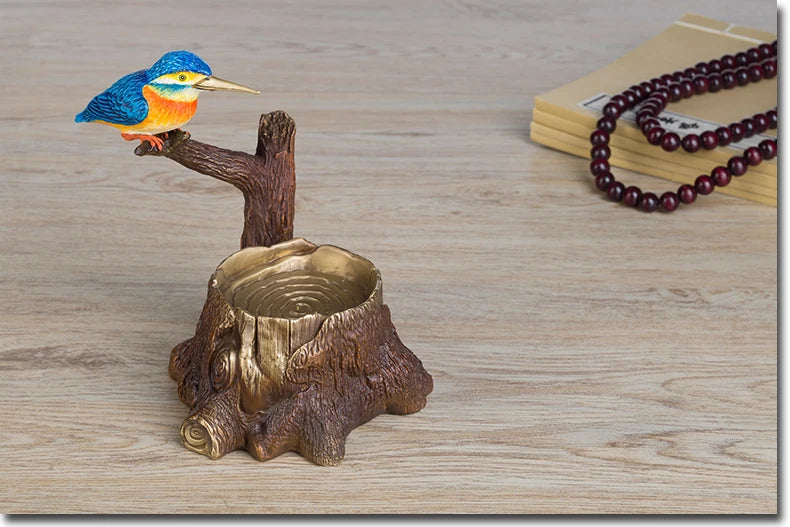 TOP COOL  Business Artwork Millionaire office home Money Drawing Good luck Mascot 3D bird Cigar Ashtray incensory copper statue