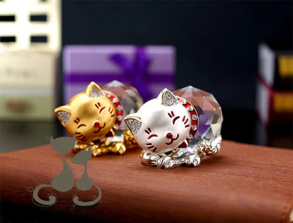 TOP COOL Christmas Birthday GIFT # CAR decorative art # handcrafted diamond crystal Lovely cat model -FREE ship