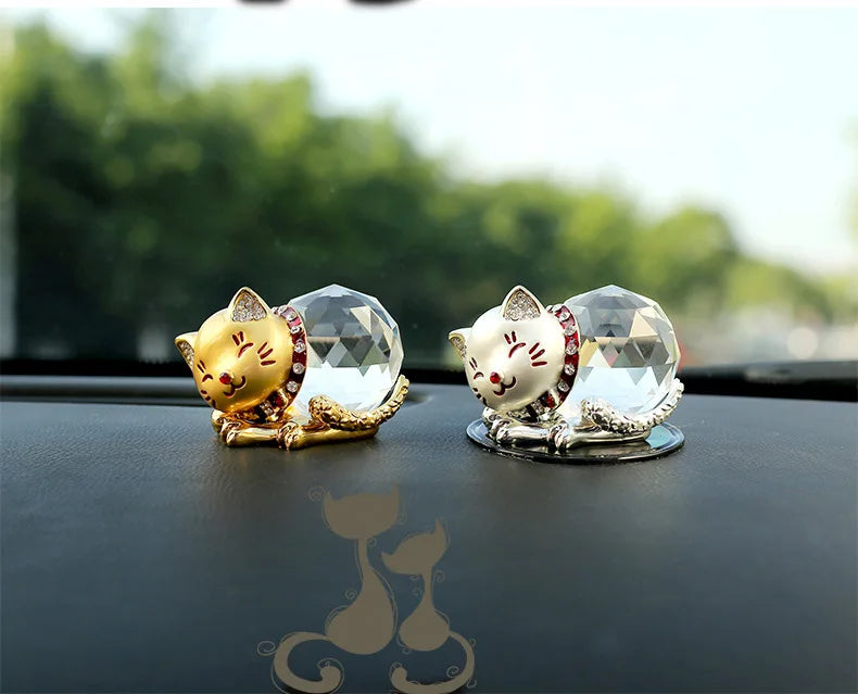 TOP COOL Christmas Birthday GIFT # CAR decorative art # handcrafted diamond crystal Lovely cat model -FREE ship