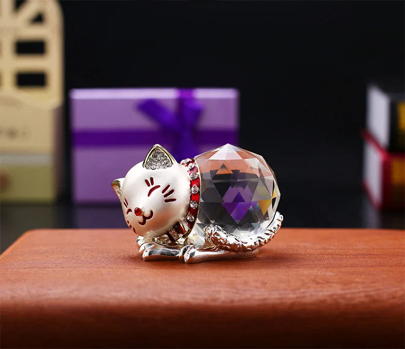 TOP COOL Christmas Birthday GIFT # CAR decorative art # handcrafted diamond crystal Lovely cat model -FREE ship