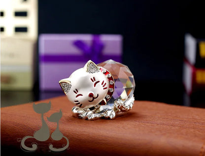 TOP COOL Christmas Birthday GIFT # CAR decorative art # handcrafted diamond crystal Lovely cat model -FREE ship