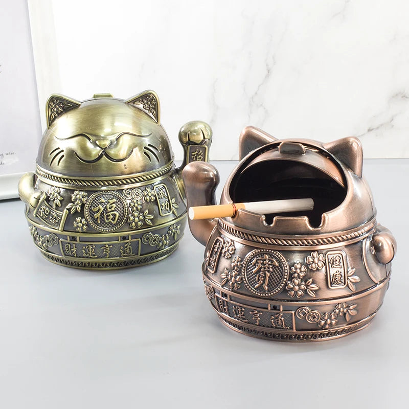 TOP COOL GIFT Asia Thailand Japan Good luck Wealth metal ashtray mascot HOME office shop Decoration bring wealth fortune