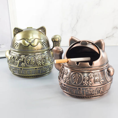 TOP COOL GIFT Asia Thailand Japan Good luck Wealth metal ashtray mascot HOME office shop Decoration bring wealth fortune