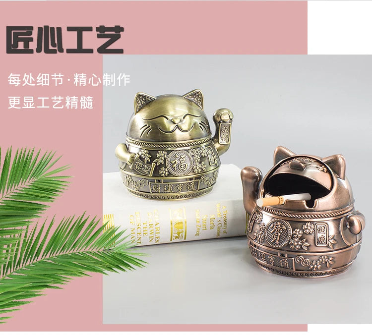 TOP COOL GIFT Asia Thailand Japan Good luck Wealth metal ashtray mascot HOME office shop Decoration bring wealth fortune