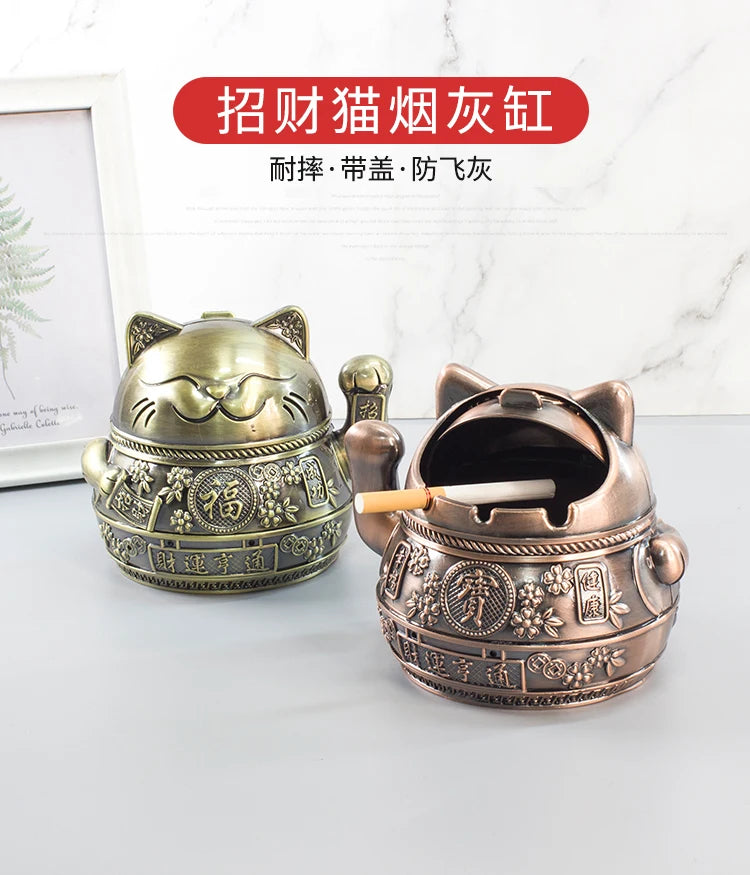 TOP COOL GIFT Asia Thailand Japan Good luck Wealth metal ashtray mascot HOME office shop Decoration bring wealth fortune