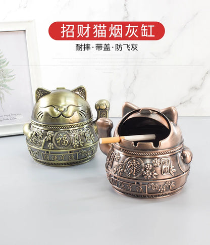 TOP COOL GIFT Asia Thailand Japan Good luck Wealth metal ashtray mascot HOME office shop Decoration bring wealth fortune