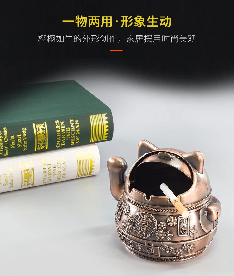 TOP COOL GIFT Asia Thailand Japan Good luck Wealth metal ashtray mascot HOME office shop Decoration bring wealth fortune