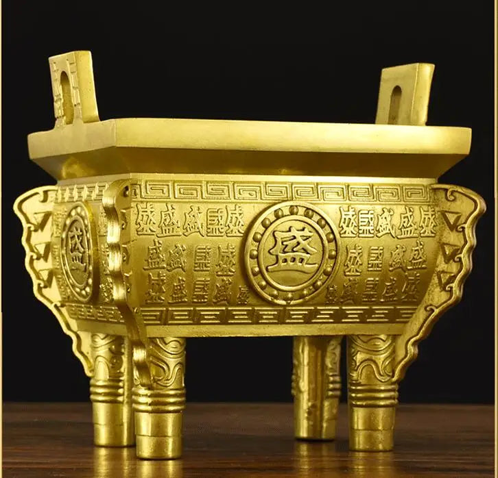 TOP COOL GOOD HOME SHOP COMPANY BAR CLUB thriving GOOD LUCK Wealth golden Copper Tripod Ashtray mascot FENG SHUI statue