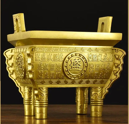 TOP COOL GOOD HOME SHOP COMPANY BAR CLUB thriving GOOD LUCK Wealth golden Copper Tripod Ashtray mascot FENG SHUI statue