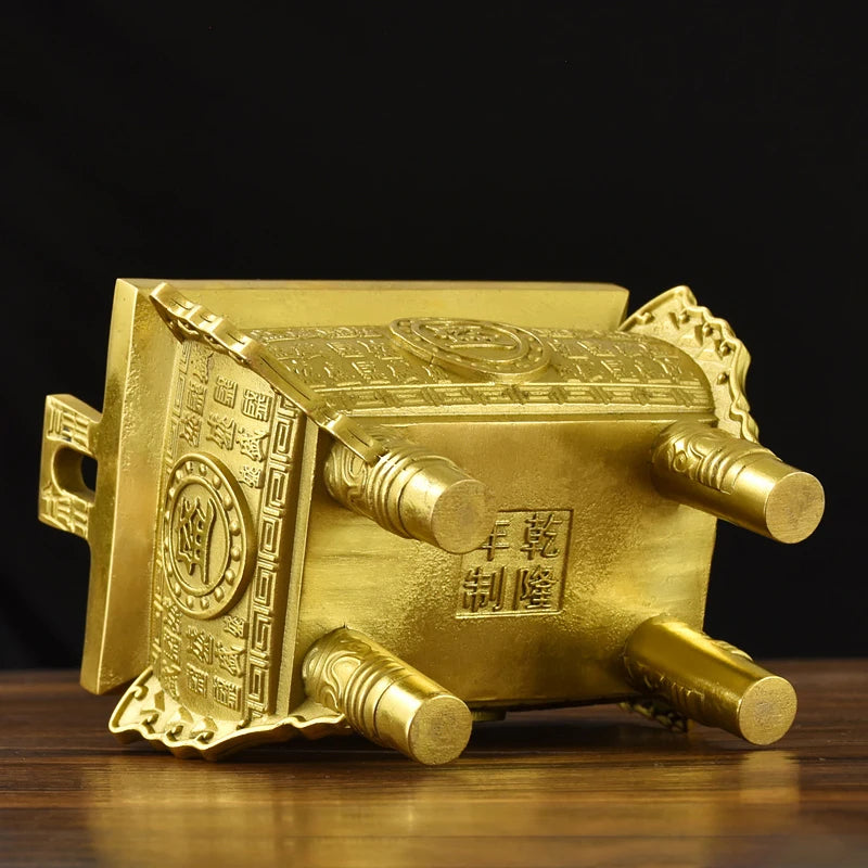 TOP COOL GOOD HOME SHOP COMPANY BAR CLUB thriving GOOD LUCK Wealth golden Copper Tripod Ashtray mascot FENG SHUI statue