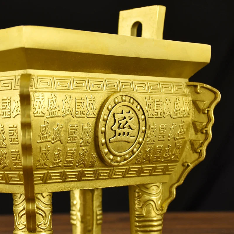TOP COOL GOOD HOME SHOP COMPANY BAR CLUB thriving GOOD LUCK Wealth golden Copper Tripod Ashtray mascot FENG SHUI statue