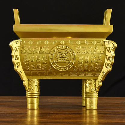 TOP COOL GOOD HOME SHOP COMPANY BAR CLUB thriving GOOD LUCK Wealth golden Copper Tripod Ashtray mascot FENG SHUI statue