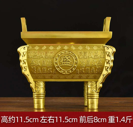 TOP COOL GOOD HOME SHOP COMPANY BAR CLUB thriving GOOD LUCK Wealth golden Copper Tripod Ashtray mascot FENG SHUI statue
