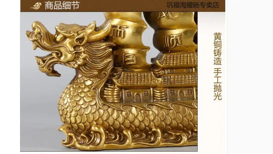 TOP COOL # GOOD HOME office company efficacious  thriving business  Mascot Success Dragon Sailboat FENG SHUI brass statue
