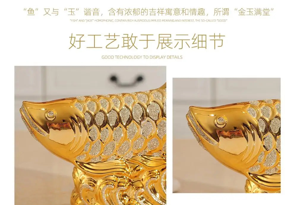 TOP COOL HOME OFFICE Company SHOP Talisman Money Drawing fortune Arowana Golden Fish FENG SHUI GOOD LUCK Decorative statue