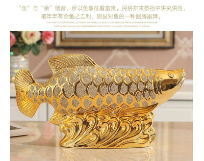 TOP COOL HOME OFFICE Company SHOP Talisman Money Drawing fortune Arowana Golden Fish FENG SHUI GOOD LUCK Decorative statue