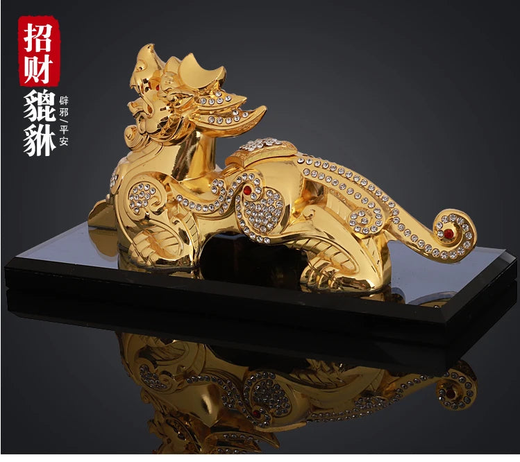 TOP COOL HOME OFFICE SHOP CAR TOP  Talisman Protection Money Drawing GOOD LUCK gold PI XIU Mythical dragon FENG SHUI statue
