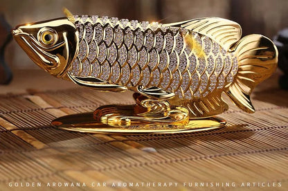 TOP COOL HOME OFFICE company SHOP CAR TOP cool  Talisman Money Drawing Diamonds Arowana Golden Fish FENG SHUI brass statue