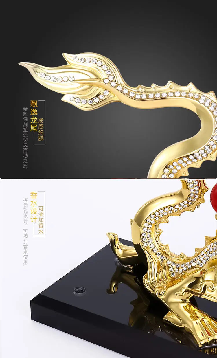 TOP COOL HOME OFFICE company SHOP CAR Talisman Money Drawing Diamonds Arowana Golden LONG Dragon  FENG SHUI brass statue