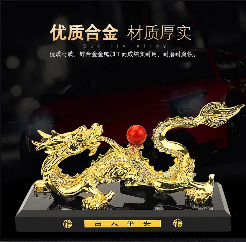 TOP COOL HOME OFFICE company SHOP CAR Talisman Money Drawing Diamonds Arowana Golden LONG Dragon  FENG SHUI brass statue