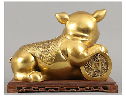 TOP COOL # HOME Shop lobby Business Money Drawing Good luck Propitious GOLD Fortune pig FENG SHUI BRASS Sculpture Statue