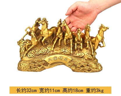 TOP COOL HOME office company efficacious thriving business Mascot Success 8 Running horses courser FENG SHUI brass statue