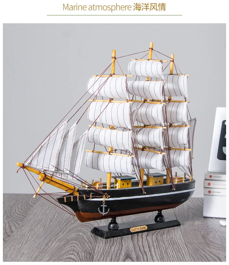 TOP COOL  HOME office company shop Business Ornament Everything is going smoothly Mascot Wood Sailboat FENG SHUI art Statue