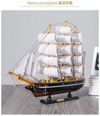TOP COOL  HOME office company shop Business Ornament Everything is going smoothly Mascot Wood Sailboat FENG SHUI art Statue