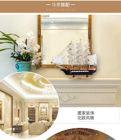 TOP COOL  HOME office company shop Business Ornament Everything is going smoothly Mascot Wood Sailboat FENG SHUI art Statue