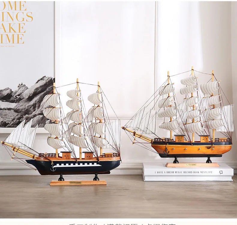TOP COOL  HOME office company shop Business Ornament Everything is going smoothly Mascot Wood Sailboat FENG SHUI art Statue