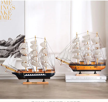 TOP COOL  HOME office company shop Business Ornament Everything is going smoothly Mascot Wood Sailboat FENG SHUI art Statue