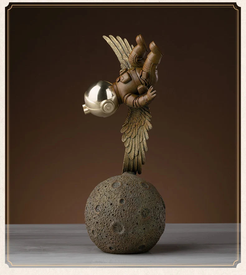 TOP COOL High grade bronze carving Dreaming Of Space space flight Scientific exploration ART home office TOP Decorative art A02