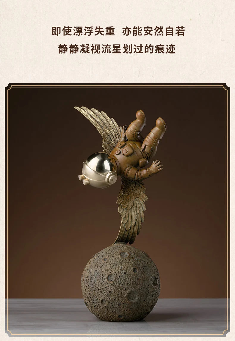 TOP COOL High grade bronze carving Dreaming Of Space space flight Scientific exploration ART home office TOP Decorative art A02