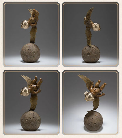 TOP COOL High grade bronze carving Dreaming Of Space space flight Scientific exploration ART home office TOP Decorative art A02