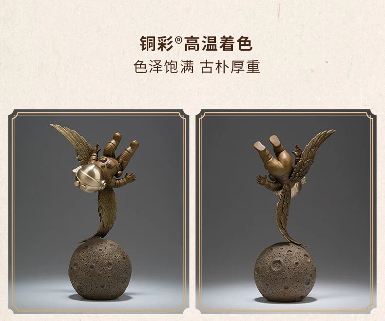 TOP COOL High grade bronze carving Dreaming Of Space space flight Scientific exploration ART home office TOP Decorative art A02