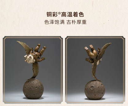TOP COOL High grade bronze carving Dreaming Of Space space flight Scientific exploration ART home office TOP Decorative art A02